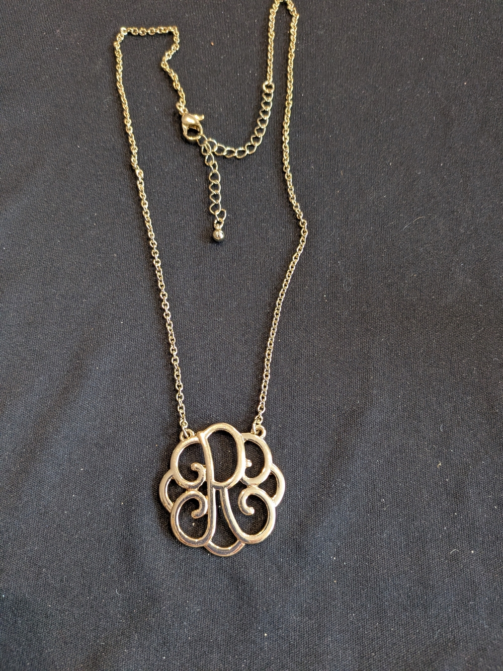 Vintage Before From 2007s Monogram R Style Gold-Tone Pendant Necklace 12"